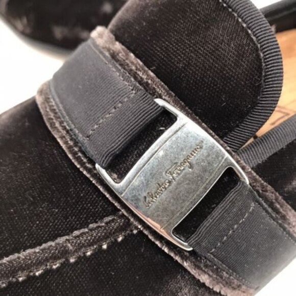 Salvatore Ferragamo Mens Velvet Slip On Loafers Size 8.5 Brown - Picture 3 of 9